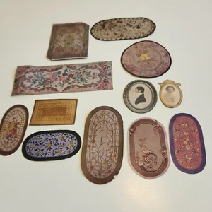 Dollhouse Paper Rugs & 2 Wall Portraits From Magazines Vtg Patterns & Graphics - Picture 1 of 21