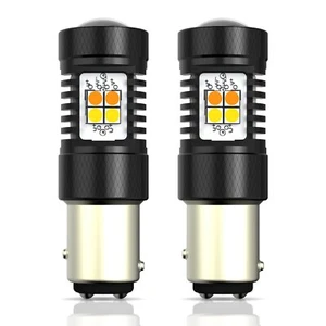 2X Dual Color 1157 LED White/Amber Switchback Turn Signal Parking Light Bulb EAK - Picture 1 of 10