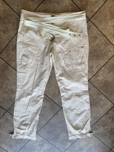 MORGAN DE TOI LADIES LIGHT BEIGE BELTED CARGO TROUSERS, JEANS SIZE 10 UK - Picture 1 of 3