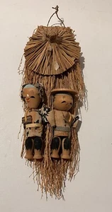 Vintage 1960s Traditional Kokeshi Dolls Mounted - Picture 1 of 3