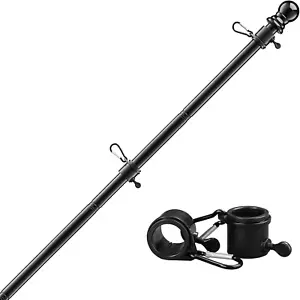 7FT Flag Pole Kit,Stainless Steel Heavy Duty Black American US Flagpole, Rustpro - Picture 1 of 12