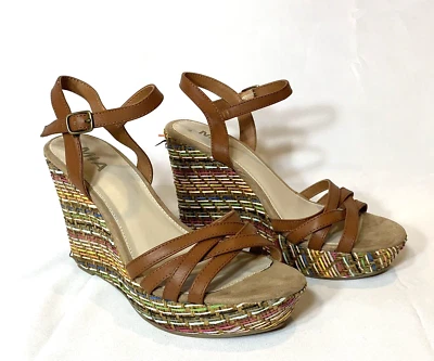 Mia Sandals Womens 8 Platform Wedge Strappy High Heel Boho - Image 1 of 4