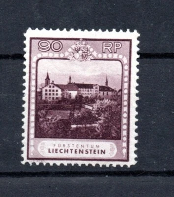 Liechtenstein 1930 old 90 Rp. def. stamp (Michel 104) MLH, thin spott - Image 1 of 2