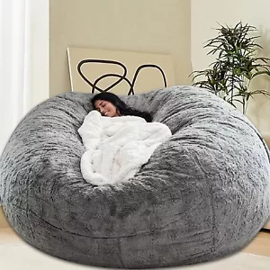 Bean Bag Chair for Adults Kids Without Filling Comfy Fluffy Giant Round Beanbag - Picture 1 of 5