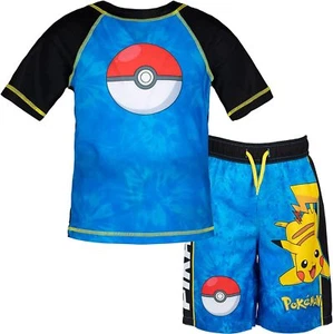 Pokémon ☆ Pokemon Jungen Pokeball Hautausschlag & Badehose Set ☆ Jungen 7 & 10/12 - Bild 1 von 5