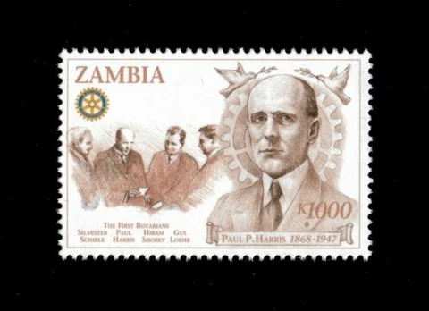 Zambia 1997 - Rotary International Founder - Single Stamp - Scott 686 - MNH Cover