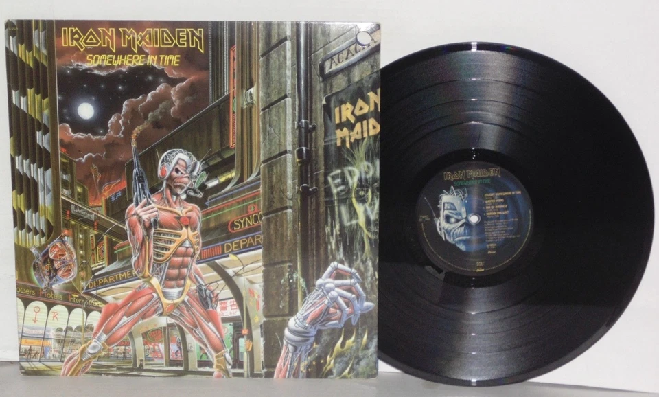 IRON MAIDEN Somewhere In Time LP Vinyl DMM SJ12524 Bruce Dickinson PLAYS WELL - Image 1 of 4
