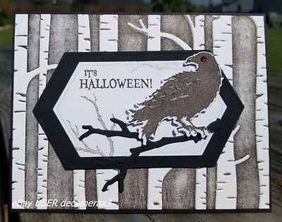HALLOWEEN Handmade Card Kit, Set of 4, Stampin Up, The Raven - Image 1 of 4