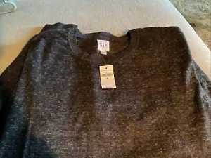 Gap Sweater Mens Medium Charcoal Gray Cotton Wool Blend Crew Neck Long Sleeve - Picture 1 of 15