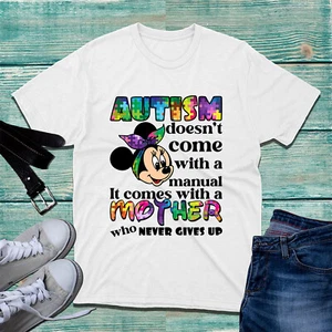 Autism Doesn't Come Minnie Mouse T-Shirt Mother's Day Autism Awareness Mom Top - Picture 1 of 4