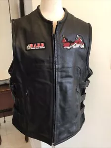 XELEMENT HEAVY LEATHER MOTORCYCLE VEST SIZE 2XL CONCEALED WEAPON POCKETS INSIDE - Picture 1 of 10