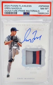 ๐ GREG MADDUX PATCH AUTO /15๐ PSA 8 2020 FLAWLESS PRIME SIGNATURE MATERIALS 10 - Picture 1 of 3