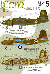 FCM Decals 1/72 DOUGLAS A-20 HAVOC or BOSTON III Medium Bomber - Picture 1 of 5