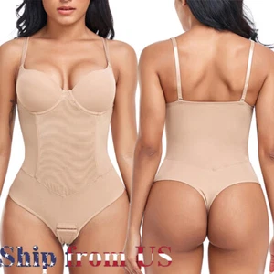 Fajas Women Thong Bodysuit Shapewear Firm Tummy Control Body Shaper Top Slimming - Picture 1 of 22