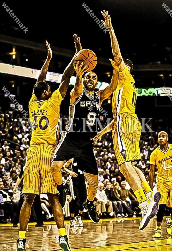 Foto pintura al óleo BM823 Tony Parker Spurs conduce entre 8x10 11x14 16x20 Foto 1 de 1