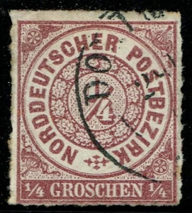 1868 North German Confederation SG1 1/4g Deep Purple Superb Used Cat £25.00++ - Picture 1 of 1