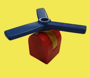 Vtg Lego Duplo RED CURVED BLOCK w/ Curved Top & Blue Propeller Holder Moves - Picture 1 of 1