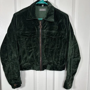 DL1961 CLYDE CLASSIC VELVETEEN Crop JACKET S Emerald Green Bomber Zipper - Picture 1 of 9