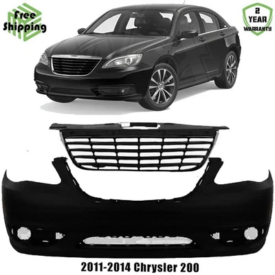 Front Bumper Fascia Paintable & Grille Assembly Kit For 2011-2014 Chrysler 200 Foto 1 de 4