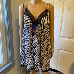 26/28 Cacique Lane Bryant Babydoll Vestido Camisón Lencería Malla Encaje Ribete Sexy - Imagen 1 de 7