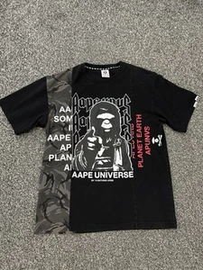AAPE Universe BY A BATHING APE Mens T Shirt Tee Black Size XL PTP 21.5” Jersey - Imagen 1 de 16