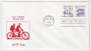 TurtlesTradingPost- Tandem Bicycle 1890s- 1988 #2266 FDC JLP Cachet - Picture 1 of 1