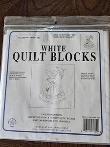 Jack Dempsey Needle Art Stamped Cross Stitch Quilt Blocks 732-204 Girl Umbrella - Picture 1 of 1