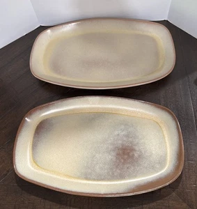 Vintage Frankoma Pottery Platter 5QS Plainsman Desert Gold 13” & 14” Set of 2 - Picture 1 of 6