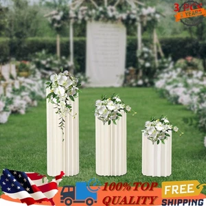 Set of 3 Elegant Bulk Weddings Decoration Table Cylinder Centerpiece Cake Stand - Picture 1 of 23