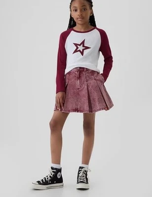 Gap × American Girl Kids Pleated Denim Skirt Girls Size 10 Red NEW SOLD OUT - Image 1 of 4