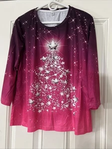 Top de Navidad para mujer talla XL estampado gráfico manga 3/4 - Imagen 1 de 4