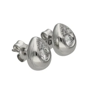 18ct White Gold Diamond Pear-Shaped Stud Earrings - Picture 1 of 6