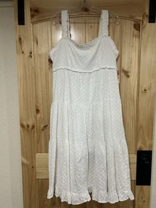 Anthropologie ARULA Dress Size XL White Eyelet Embroidered Back Tie Boho Cottage - Picture 1 of 9