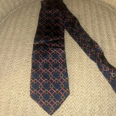 Corbata vintage Paolo Gucci 3,75x59" - azul/rojo/dorado - Italia - 100 % seda Foto 1 de 3