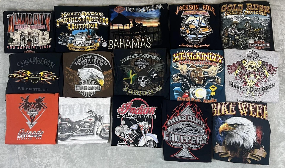 Harley Davidson Y2K Shirt Lot Mens Large 15x Graphic Motorcycle Biker Indian OCC - Image 1 of 4
