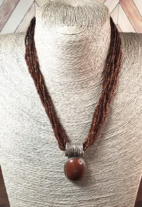 Vintage Cherokee Trail Of Tears Multi Strand Bronze Necklace Bib 17.5" - Picture 1 of 9