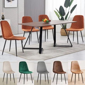 Wooden Dining Table and Velvet Chairs Set for Dining Room Kitchen Home Furniture - Picture 1 of 39