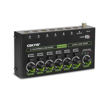  6-Kanal-Stereo-Line-Mixer Audio-Mixer mit RGB-Licht EU-STECKER J9G39672 - Bild 1 von 4