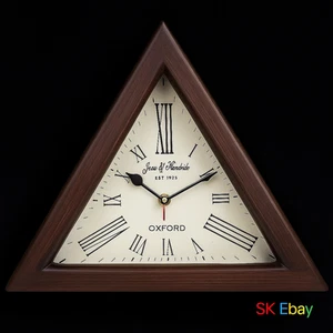 Orologio triangolo in legno 12 pollici triangolo in legno orologio da parete decorativo da parete - Foto 1 di 5