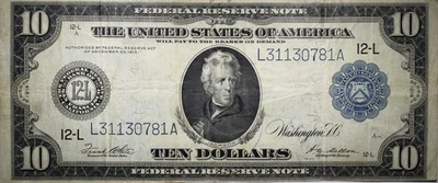 1914 $10 Federal Reserve Bank Note Mellon White VF Circulated P162 - Image 1 of 2