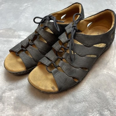 Natural Soul Beatrice Sandals Womens 8.5M Faded Black Faux Leather Lace Up - Image 1 of 4