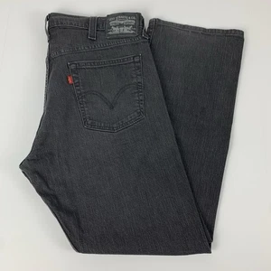 Levi's 514 Jeans Red Tab Slim Straight Faded Black Denim Pants Mens Size 38 - Picture 1 of 12