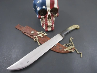 Unmarked Fixed Blade Custom Handmade Bowie No Logo Or Markings & LEATHER SHEATH - Image 1 of 4