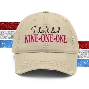 Women's Distressed Hat - 2nd Amendment "I Don't Dial 911" Cap Gun Rights - Picture 1 of 37