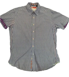 Robert Graham The Freshly Laundered Shirt Plaid Stitched Short Sleeve Button L - Picture 1 of 10