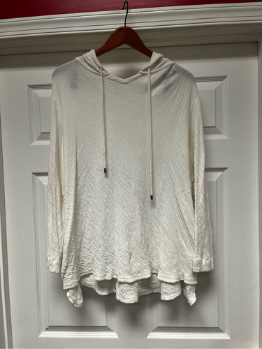 OFF WHITE Felpa con cappuccio J. Jill Pure Jill Off White Gauzy taglia PL USATA IN OTTIME CONDIZIONI