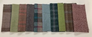 100 % REINE WOLLE Karo/H/Knochen 10 große Stoffstücke, Rest, Patchwork 25x25cm (A) - Bild 1 von 1