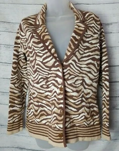  Cardigan Animal Print S Blazer Collar Neural lightweight Isaac Mizrahi Live  - Picture 1 of 7