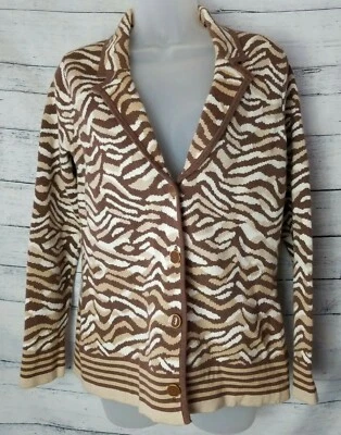  Cárdigan Estampado Animal S Blazer Cuello Neural Ligero Isaac Mizrahi Live  Foto 1 de 4