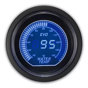 EVO 52mm 2-1/16" Digital Water Temperature Gauge 40 ~ 140 °C Blue & Red LCD - Picture 1 of 9